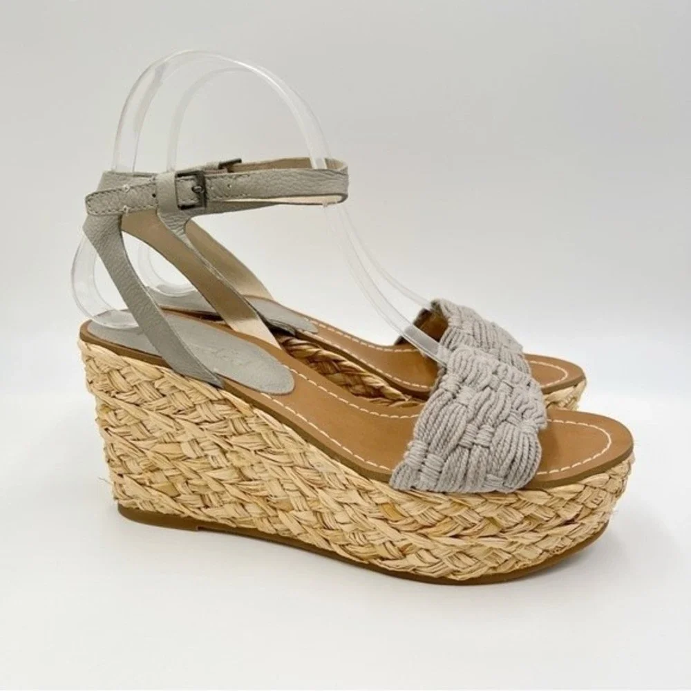 Splendid Womens Size 6.5 Marlene Gray Espadrille Platform Wedges‎ Sandals Shoes